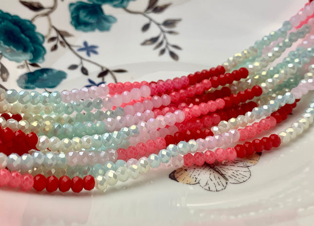 3x4mm 4x6mm 5x8mm Faceted Rondelle Multi Color Czech Crystal Beads 18 Inches Strand #3272