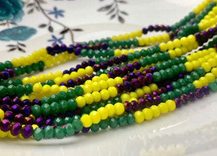 3x4mm 4x6mm 5x8mm Faceted Rondelle Multi Color Czech Crystal Beads 18 Inches Strand #3272