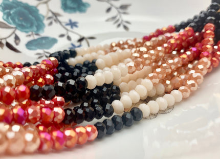 3x4mm 4x6mm 5x8mm Faceted Rondelle Multi Color Czech Crystal Beads 18 Inches Strand #3272