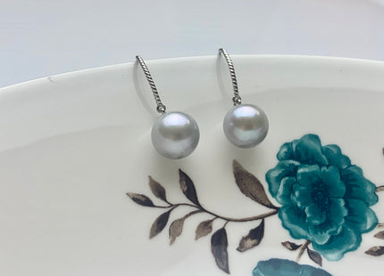 One Pair 925 Sterling Silver Earring Setting With Twisted Rope Design 925 Sterling Silver Hook Earrings DIY Pearl Earring Setting #10077-A