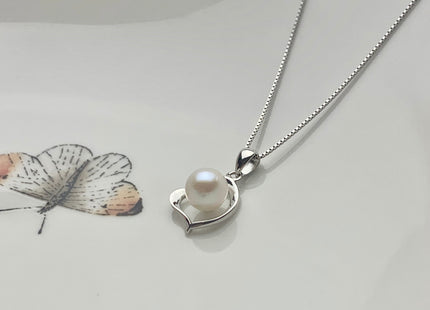 One Piece 925 Sterling Silver/Gold Pendant Setting Findings For Half Drilled Pearls Heart Shape Design Sterling Silver DIY Jewelry #10083-A
