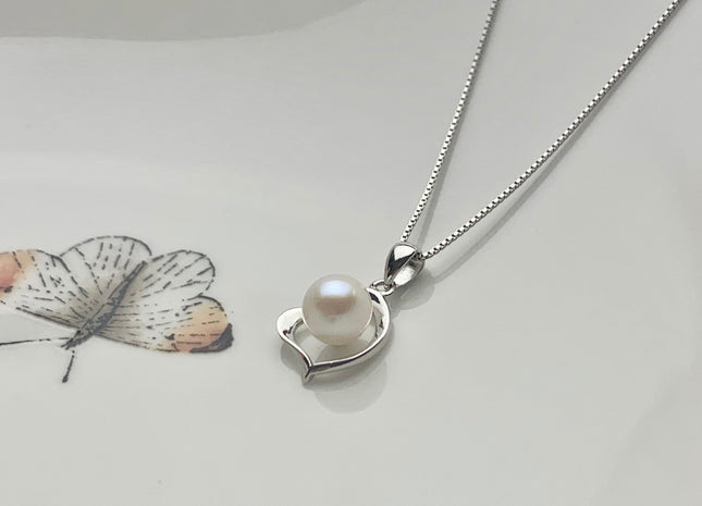 One Piece 925 Sterling Silver/Gold Pendant Setting Findings For Half Drilled Pearls Heart Shape Design Sterling Silver DIY Jewelry #10083-A