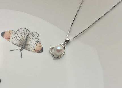 One Piece 925 Sterling Silver/Gold Pendant Setting Findings For Half Drilled Pearls Heart Shape Design Sterling Silver DIY Jewelry #10083-A