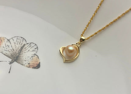 One Piece 925 Sterling Silver/Gold Pendant Setting Findings For Half Drilled Pearls Heart Shape Design Sterling Silver DIY Jewelry #10083-A