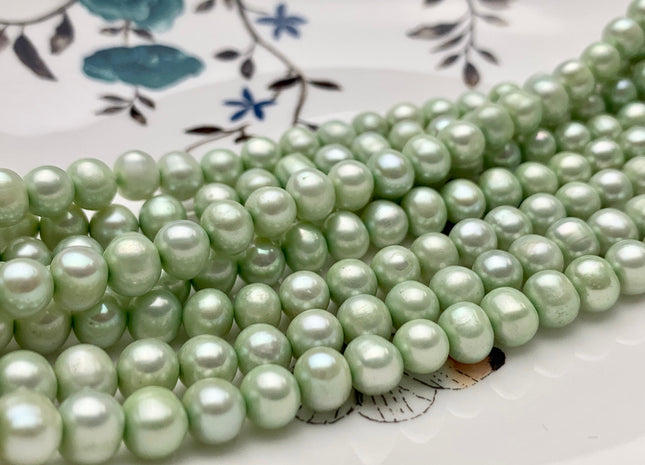 6-7 mm Potato Freshwater Pearl Beads Light Green OR Lime Green Color Genuine Freshwater Pearl Beads #P1094
