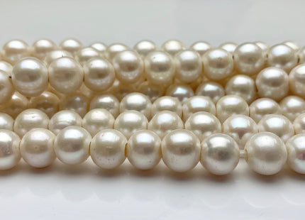 10-11 mm AAA Half Strand Large Hole Natural White Potato Freshwater Pearls Hole Size 3.0mm Genuine High Luster Large Hole White Pearl #P1095