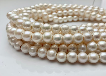 10-11 mm AAA Half Strand Large Hole Natural White Potato Freshwater Pearls Hole Size 3.0mm Genuine High Luster Large Hole White Pearl #P1095