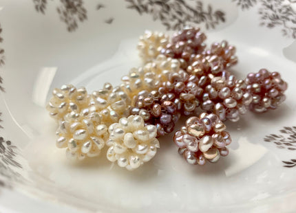 12mm Natural Color Pearl Flower Pendant Made Of Seed Oval Freshwater Pearls White And Pink Pearl Flower Limited Edition 5 Pieces/Bag #1221