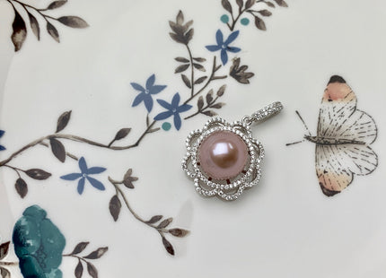AAA 12.5-13 mm Top Quality Gray and Natural Mauve Edison Pearl Pendant W/925 Sterling Silver DIY Jewelry Bridal Pearl Necklace #10071-B