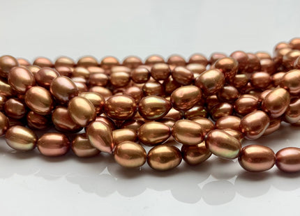 5.5-7x7-9 mm AAAA Rare Burnt Orange Gold Color Rice/Oval Shape Freshwater Pearl Beads Genuine Very High Luster Freshwater Rice Pearls #P1130