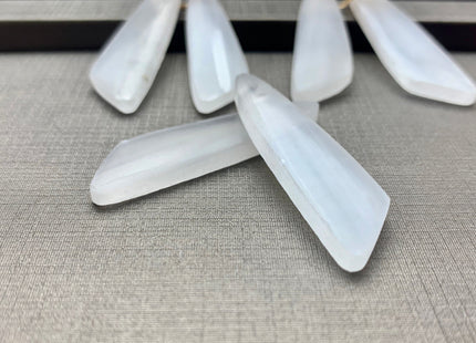 One Pair 12x44 mm Natural Selenite Top Drilled Freeform Cabochon Long Drop Matching White Selenite Gemstone Earring Pendant #3302