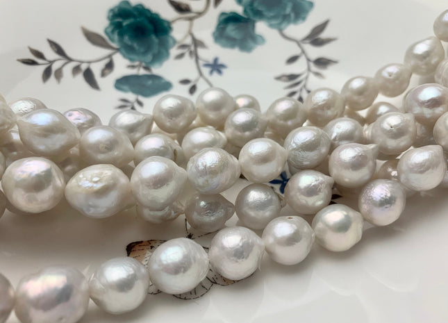 10-13 mm AAA Natural White High Luster Edison Baroque Freshwater Pearls Beads Genuine Rare Silver White Luster Edison Pearls #1973