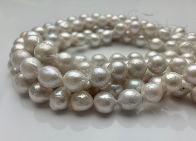 10-13 mm AAA Natural White High Luster Edison Baroque Freshwater Pearls Beads Genuine Rare Silver White Luster Edison Pearls #1973