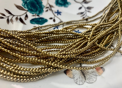 2mm 3mm 4mm Shiny Hematite Pyrite Beads Silver Gold Bronze Rainbow Rhodium Color Smooth Round Metallic Titanium Beads 16 Inches #3276
