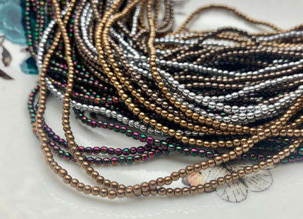 2mm 3mm 4mm Shiny Hematite Pyrite Beads Silver Gold Bronze Rainbow Rhodium Color Smooth Round Metallic Titanium Beads 16 Inches #3276