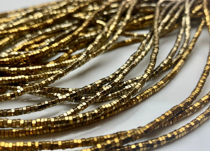 2mm Shiny Hematite Pyrite Beads Silver Gold Bronze Rainbow Rhodium Color Faceted Heishi Hexagon Tiny Spacer Titanium Beads 15.5 Inches #3277