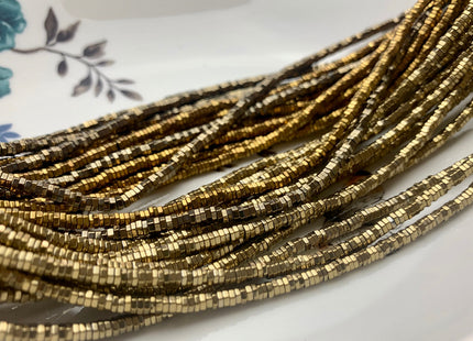3mm 4mm Shiny Hematite Pyrite Beads Silver Gold Bronze Rainbow Rhodium Color Faceted Heishi Hexagon Tiny Spacer Beads 15.5 Inches #3278