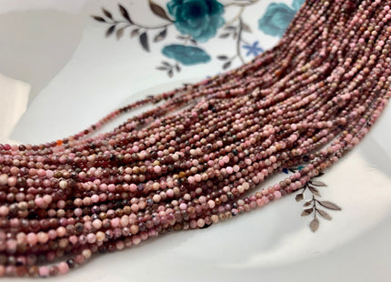 2 mm AAA Faceted Round Tiny Pink Rhodonite Gemstone Beads Genuine Natural Shiny Pink Rhodonite Loose Beads 15 Inches Strand #3279