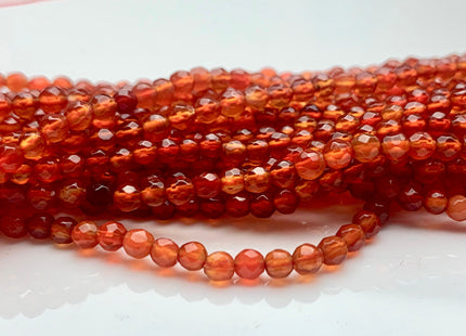 3mm 4mm AAA Natural Faceted Round Carnelian Agate Gemstone Beads Natural Dark Orange Red Carnelian Tiny Beads 15 Inches Strand #3280