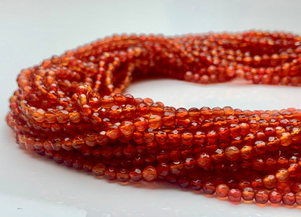 3mm 4mm AAA Natural Faceted Round Carnelian Agate Gemstone Beads Natural Dark Orange Red Carnelian Tiny Beads 15 Inches Strand #3280