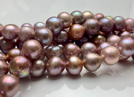 12.5-14mm AAA HalfStrand LargeHole Very Rare Dark Mauve Pink Baroque Pearl Bead 2.2 mm Hole Natural Edison Pearl W/Iridescent Color #P1111