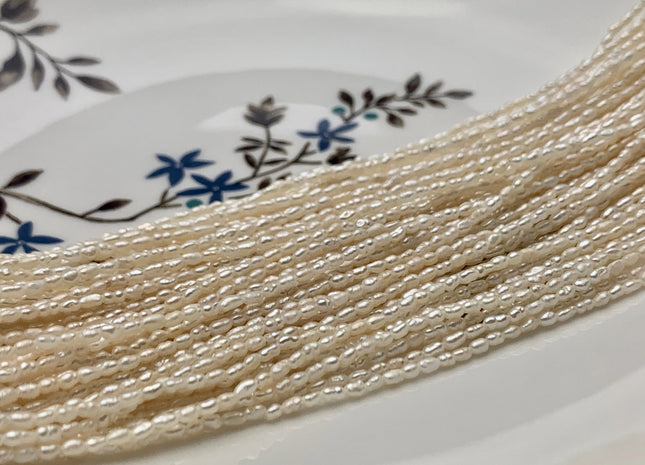 1.5-2 x 3 mm Natural White Rice Tiny Freshwater Seed Pearls Genuine Natural Rice Seed Pearls #631