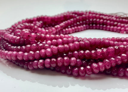 3x5mm 4x6mm 5x8mm Faceted Rondelle Ruby Pink Color Agate Gemstone Beads Genuine Agate Gemstone Loose Beads 14 Inches Strand #3287