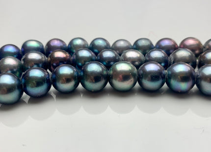 10.5-11.5mm AA Half Strand Large Hole Peacock Color Potato Freshwater Pearl Hole Size 2.2mm 3.0mm Genuine High Luster Pearl 19 Pieces #P1120