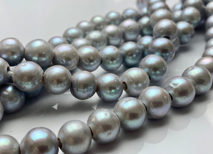 10 mm Half Strand Large Hole Gray Color Potato Freshwater Pearls Hole Size 2.2mm 3.0mm Genuine Large Hole Gray Pearl Beads 20 Pieces #P1121