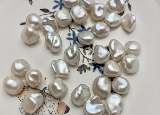 ONE Piece AAAAA 12-14 mm Top Quality High Luster Undrilled Freshwater Keshi Pearl Beads Genuine Natural White Keshi Pearls #P1122-NH