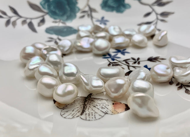 ONE Piece AAAAA 12-14 mm Top Quality High Luster Undrilled Freshwater Keshi Pearl Beads Genuine Natural White Keshi Pearls #P1122-NH