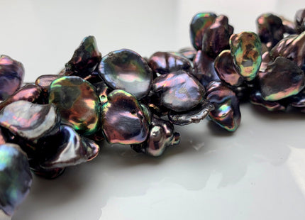 12x15-16x20 mm AA Rainbow Peacock Cornflakes Keishi Pearl Beads Genuine Natural Top Drilled Rainbow Peacock Cultured Keshi Pearls #1097