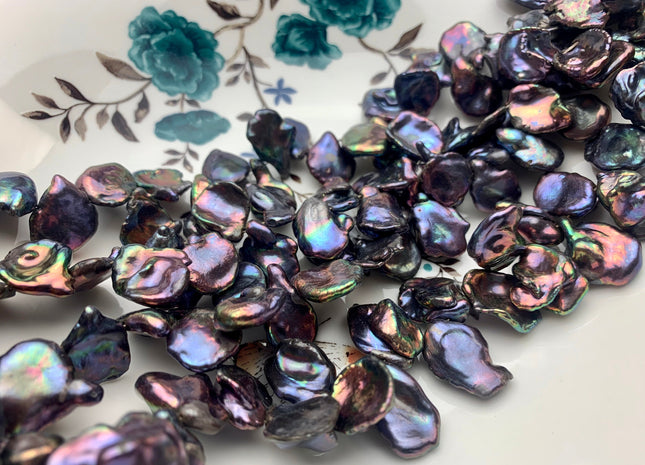 12x15-16x20 mm AA Rainbow Peacock Cornflakes Keishi Pearl Beads Genuine Natural Top Drilled Rainbow Peacock Cultured Keshi Pearls #1097