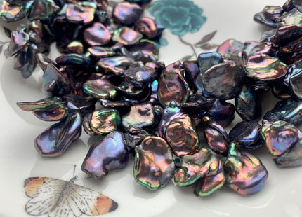 12x15-16x20 mm AA Rainbow Peacock Cornflakes Keishi Pearl Beads Genuine Natural Top Drilled Rainbow Peacock Cultured Keshi Pearls #1097
