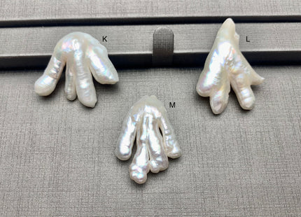 AAA Rare Natural White Chicken Feet Biwa Top Drilled Pearl Large Hole 1.2mm