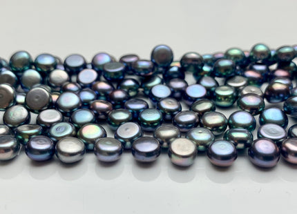 6.5-7 mm AAA Blue Peacock Round Button Freshwater Pearl Beads Genuine Top Drilled Button Freshwater Pearls #638