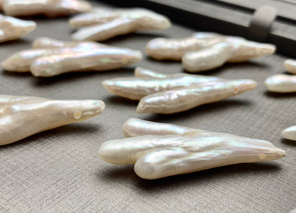 One-Of-A-Kind AAA Rare Natural White Chicken Feet Shape Genuine Top Drilled Pearl Beads High Luster Large Hole 1.2mm Biwa Pearl Beads #P1125