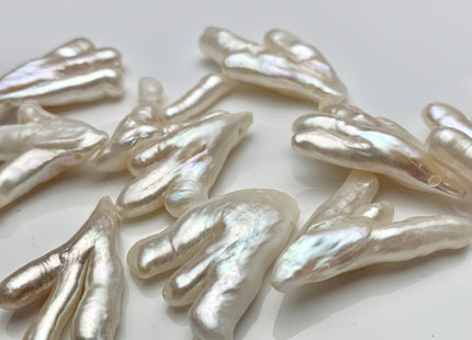 One-Of-A-Kind AAA Rare Natural White Chicken Feet Shape GenuineTop Drilled Pearl Beads High Luster Large Hole 1.2mm Biwa Pearl Beads #P1126