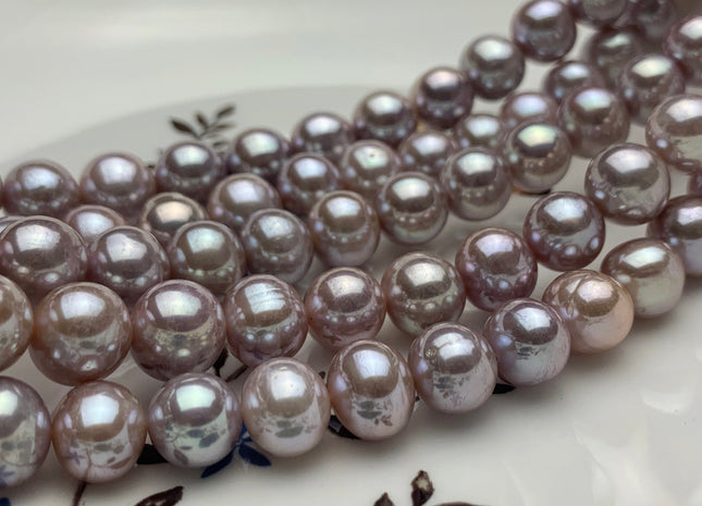 9.5-11 mm AAA Rare Extra Shiny Natural Mauve Pink Potato Freshwater Pearl Beads Genuine High Luster Quality Bridal Pearls 42 Pieces #P1149