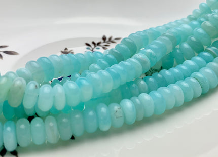 5-6mm 6-7mm 7-8mm 8-9mm 9-10mm Smooth Rondelle Peru Blue Opal Beads Genuine Translucent Multi Blue Color Opal Beads 8 Inches Strand #3293