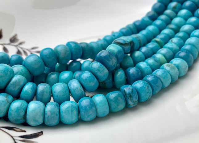 7-11 mm 100% All Natural Smooth Rondelle Blue Blended Opal Beads Genuine Rare Multi Turquoise Blue Color Opal Beads 8 Inches Strand #3294