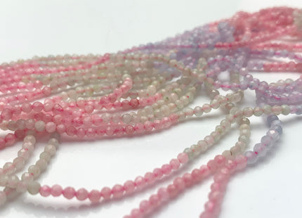 2 mm AAA Natural Faceted Micro Faceted Round Morganite Gemstone Bead Genuine Morganite Aquamarine Gemstone Loose Bead 15 Inches Strand #3296