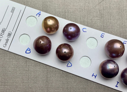 ONE Piece AAAA 11.5-13x13-15 mm Ultra Dark Natural Mauve Purple Top Quality High Luster Half Drilled Baroque Edison Freshwater Pearls #P1151