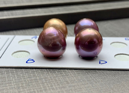 ONE Piece AAAA 11.5-13x13-15 mm Ultra Dark Natural Mauve Purple Top Quality High Luster Half Drilled Baroque Edison Freshwater Pearls #P1151