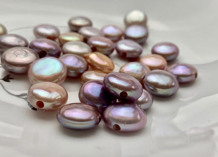 ONE Piece AAAAA 12-14 mm Natural Mauve Purple Top Quality Super High Luster Large Hole Thick Coin Pearls Hole Size 1.2mm Or 2.1mm #P1156