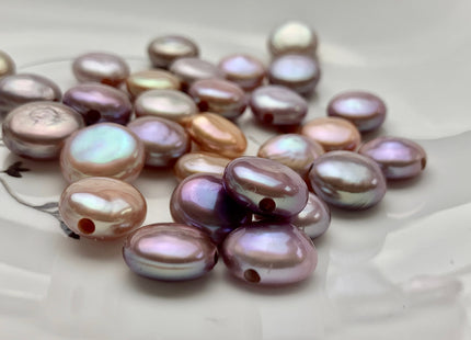 ONE Piece AAAAA 12-14 mm Natural Mauve Purple Top Quality Super High Luster Large Hole Thick Coin Pearls Hole Size 1.2mm Or 2.1mm #P1156
