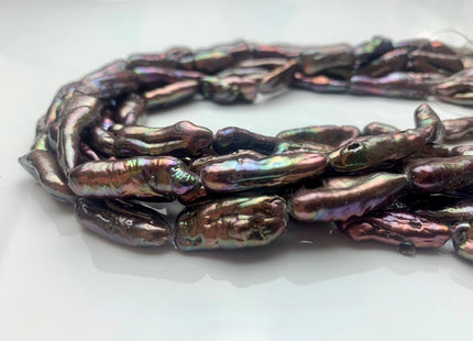 8-10x20-25 mm Peacock Or Brown Freshwater Biwa/Stick Pearls, Genuine Peacock Brown Biwa Stick Freshwater Pearls #P1160