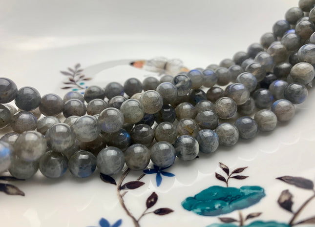 8 mm AAA Flashy Blue Natural Black Labradorite Beads Genuine Natural Color Smooth Round Flashes Fire Labradorite 15 inches 48 Beads #3500