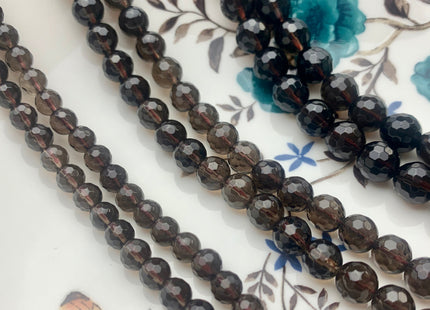 6mm 8mm 10mm Faceted Round Smoky Quartz Gemstone Beads 15 Inches Strand #3508