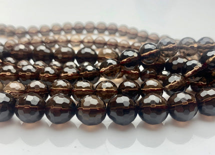 6mm 8mm 10mm Faceted Round Smoky Quartz Gemstone Beads 15 Inches Strand #3508